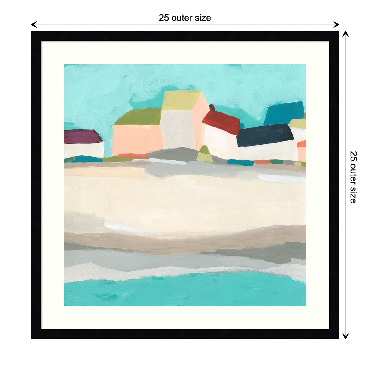 Coastal Village I by June Erica Vess Wood Framed Wall Art Print